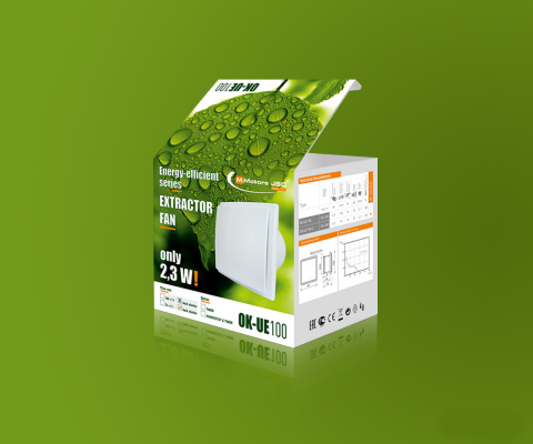 Wentylator łazienkowy serii OK. Biały Połysk. Wyposażenie standardowe. Średnica 100 mm