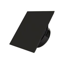 Wentylator łazienkowy.Krótki króciec. Szklany Panel Czarny Mat. Wyposażenie standardowe. Średnica 100 mm