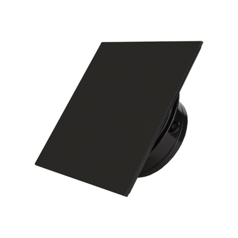 Wentylator łazienkowy.Krótki króciec. Szklany Panel Czarny Mat. Wyposażenie standardowe. Średnica 100 mm Wentylator łazienkowy.Krótki króciec. Szklany Panel Czarny Mat. Wyposażenie standardowe. Średnica 100 mm