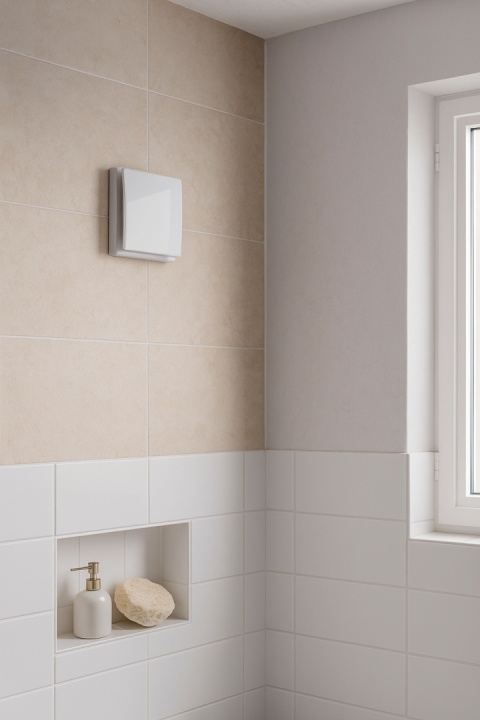 Wentylator łazienkowy MMP TIMER Bardzo Cichy Szklany Matowy Panel Ø100mm