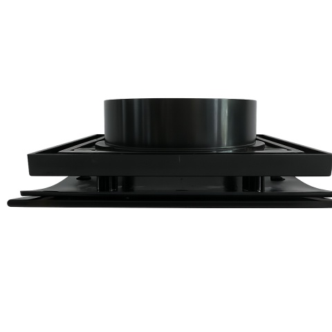 Wentylator łazienkowy.Krótki króciec. Szklany Panel Czarny Połysk Wyposażenie standardowe. Średnica 100 mm