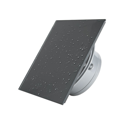 Wentylator łazienkowy.Krótki króciec. Szklany Panel z Efektem Kropel Wody. Wyposażenie standardowe. Średnica 100 mm Wentylator łazienkowy.Krótki króciec. Szklany Panel z Efektem Kropel Wody. Wyposażenie standardowe. Średnica 100 mm