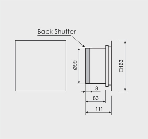 Wentylator łazienkowy Luxury Srebrny Bardzo Cichy Ø100mm klapa