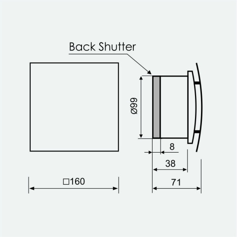 Wentylator łazienkowy serii MMP Vintage silver Panel Elipsa Standard Ø100mm klapa
