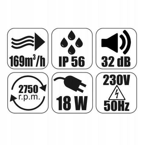Wentylator łazienkowy serii MMP – Szklany Panel Biały Mat. Wyposażenie Higrostat. TURBO. Średnica 100 mm