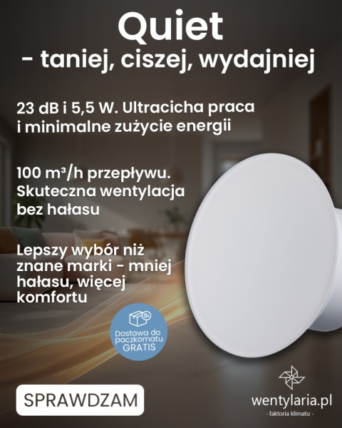 Wentylator łazienkowy serii MMP - Szklany Panel Biały Połysk. ULTRA CICHY. Wyposażenie timer. Średnica 100 mm