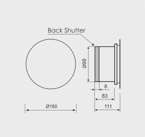 Wentylator do SAUNY serii MMS. Panel Okragły Naturalne Drewno. Średnica 100 mm